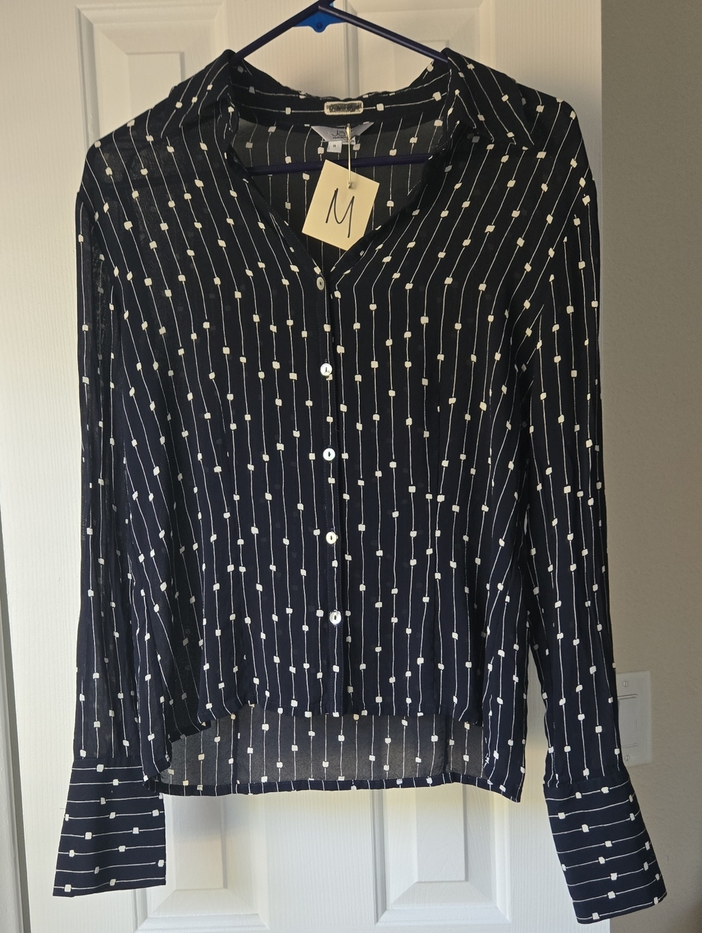 Jax Black & White Striped Button Front Blouse- 8 Sony Costume Dept.